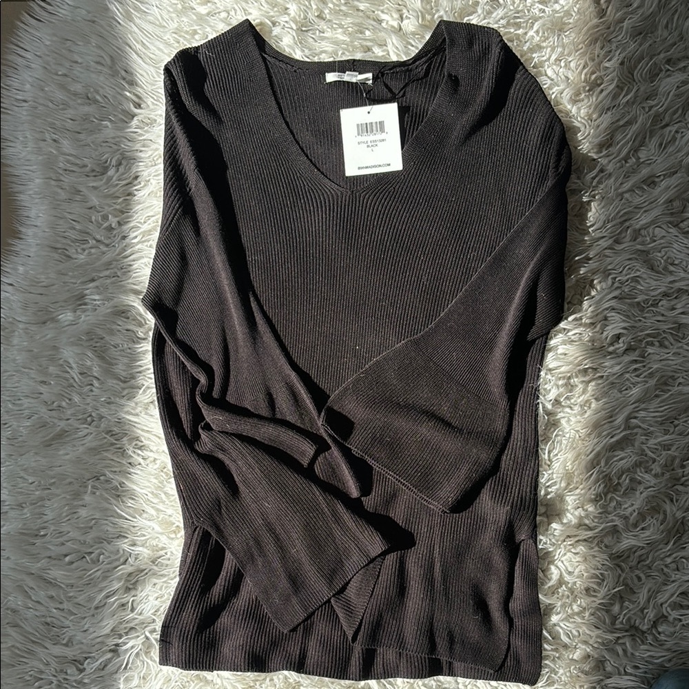 Dark Brown V-Neck Sweater
